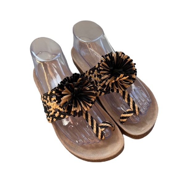 Ulla Johnson Netta Sandal Melange Black and Cream Size 37 Size 7 US Toe Strap - Picture 10 of 16